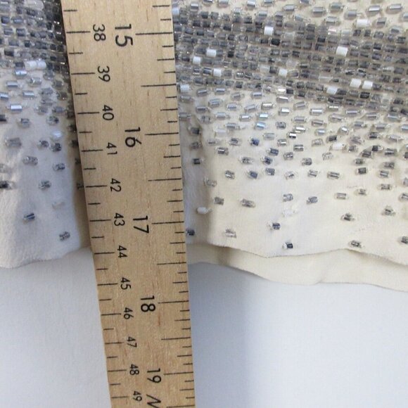 Club Monaco Mini Skirt Women 8 Cream 100% Silk Beaded Pockets Pleated Preppy 224 - Picture 7 of 8